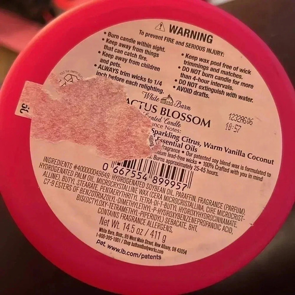 White Barn 14.5oz 3 Wick Candle in Cactus Bloom Scent in a Fuchsia Container NWT - Picture 8 of 8